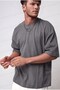 Men's Gray Black Jack Oversize Fit Loose Wide Fit Casual Cut T-Shirt - 3