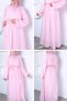 Pink Elastic Waist Belt Detailed Stone Embellished Hijab Dress - 4