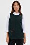 Women's Crew Neck Knitted Rose Embroidered Short Wool Vest Green - 4