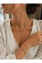 Women's Gold Color Chain Necklace Earrings Bracelet 3-Piece Jewelry Set Stylish Elegant Design - 2