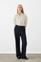 Wide Leg Pants with Belt Detail Navy Blue