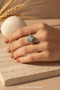 Modern Steel Ring with Yellow Color Square Stone and Turquoise Enamel - 4