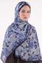Botanik Çizgi Aqua Soft Shawl 4080 - Dark Blue - 2