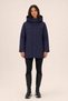 Women's Navy Blue, Fleece Lined, Hooded, Water and Wind Resistant, Long Parka Coat - 4