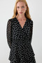 Polka Dot Layered Midi Evening Dress - Black - 5