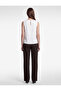 Crepe Fabric Asymmetrical Collar Sleeveless Blouse with Metal Accessories - 4