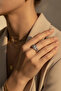 Elegant Embroidered Grey Color Stone Adjustable Steel Ring for Women - 3