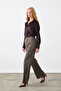 Spanish Style Herringbone Sequin Fabric Trousers - Brown - 3