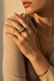 Stylish Steel Ring with Yellow and Gray Tone Rectangular Cut Stone - 3