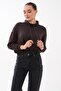 Women's High Collar Modal Sweatshirt with Rubber Detail at the Bottom 265194 - - 3