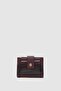 Rose croco patterned women's card holder burgundy