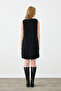 Baby Collared Crepe Gilet Dress - Black - 7