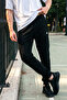 Men's 3-Pocket Cotton Trousers with Elastic Cuffs 25717 Black - 4