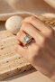 Stylish Ring with Rectangular Cut Stone in Yellow and Grey Tones - 4