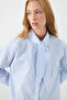 Striped Halter Neck Cotton Shirt - Blue - 5