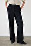 Wide Leg Pants with Belt Detail Navy Blue - 2