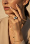 Art Deco Inspired Rectangular Clear and Green Zircon Stone Grey Steel Ring - 3