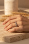 Adjustable Stone Detailed Leaf Patterned Stylish Gray Ring - 4