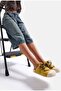 Women's Mustard Yellow Original Suede Leather Imported Special Design T55 Sandals Mule Shoes - 5