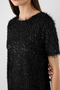 Sequin Jersey Half Sleeve Dress - Black - 5