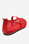 Women's strappy mesh ballet flats - genuine leather lucien red - 3