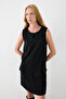 Baby Collared Crepe Gilet Dress - Black - 2