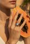 Stylish and Modern Steel Sun Motif Ring with Purple Stone Detail - Unisex Design - 2