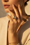 Modern Design Yellow Color Rectangular and Step Stone Steel Ring - 3
