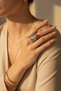 Stylish Steel Ring with Square Stone and Pink Zircon Detail for Women - 3
