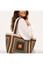 Handmade Crochet Large Knitted Bag with Lining and Colorful Motifs Women's Shoulder Bag 55X31 cm - 8