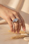 Modern Design Gray Steel Ring with Square Stone and Pink Detailing - Stylish Accessory - 4
