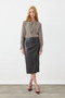 Anvelop Cut Midi Leather Skirt - Brown - 3