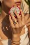Art Deco Inspired Three Stone Yellow and Grey Tone Steel Women's Ring - 2
