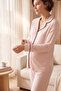 Shirt Collar Button-Front Long Sleeve Relaxed Fit Maternity and Postpartum Pajama Set - 4