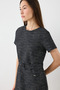 Beli Belted Short Sleeve Tweed Dress - Navy Blue - 3