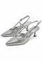Women's Matina Silver Printed 7 cm Heeled Pointed Toe Open Back Shoes - 3