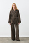 Ribbed Stitched Palazzo Trousers - Brown - 4