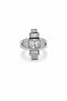 Modern Geometric Rectangular Zircon Stone Shiny Gray Steel Ring