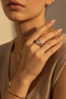 Adjustable Steel Ring with Moonstone Appearance and Colorful Side Stones - 3
