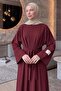 Belt Detailed Dress 0010-1 - Bordo - 2
