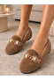 Luna Stone Chain Detailed Plush Women's Home Shoes Home Slippers Dowry Gift Slippers Stc1336 - 6