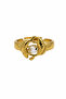 Adjustable Steel Ring with Yellow Fish Figure and Stone Detail - Stylish and Modern Design
