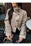 High Collar Short Cashmere Trench Coat - 3