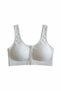 Women's White Ribbed Crop Top Sports Bra with Snap Front - 3