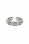 Adjustable Flower Pattern Stone Gray Steel Ring