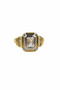 Yellow and Grey Toned Rectangular Cut Zircon Stone Stylish Design Ring