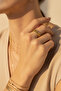 Adjustable Heart and Rope Pattern Yellow Tone Steel Ring for Women - 3