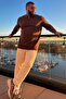 Men's Plus Size Trendy Zippered Dark Brown Sweatshirt - 4