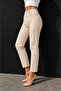 Ella Women's Beige High Waist Lycra Trendy Mom Jean