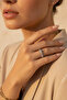 Stylish Design Zircon Stone Gray Color Adjustable Steel Ring - 3